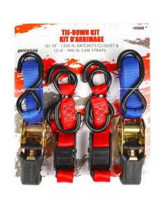 4-Pack 1" x 10' 1200lb Ratchet Tie Downs