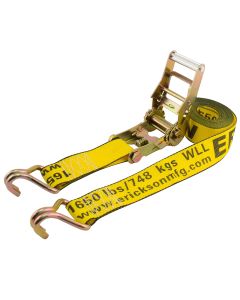 2”x25’ 5000lb Ratchet Strap with Double J-Hooks