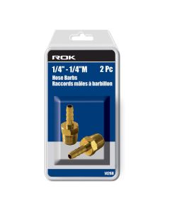 ROK 14268 2pc 1/4" - 1/4"M Hose Barbs