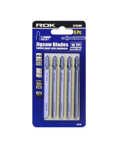 ROK 41118 5pc 10 TPI Reverse Tooth U-Shank Wood Jigsaw Blades