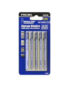 ROK 41138 5pc 10 TPI Reverse Tooth U-Shank Wood Jigsaw Blades 
