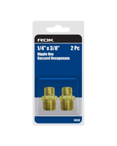 ROK 2pc 1/4" x 3/8" Nipple Hex