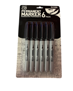 6-Pack Co Permanent Black Marker