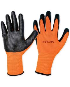 ROK 6 Pack Black / Orange Nitrile Coated Gloves