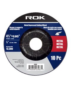 10pk 4-1/2”x.045”x 7/8” Metal Depressed Cutting Wheel
