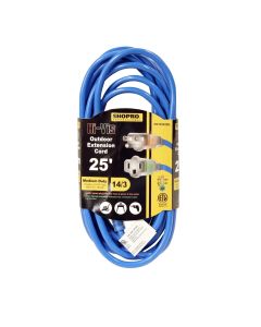 SHOPRO P010902BL 14/3 25' Hi-Vis Medium Duty Extension Cord