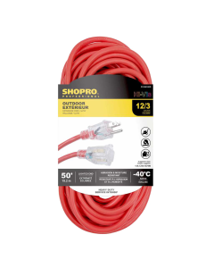 50' 12/3 Red Extension Cord