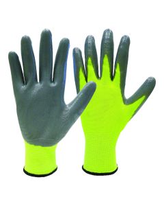 6 Pack Nitrile Coated Gloves- Hi Vis