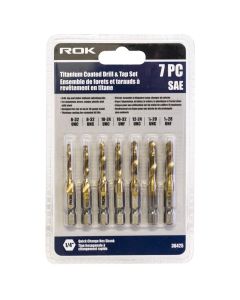 ROK 7 PC Titanium Coated Drill And Tap Set