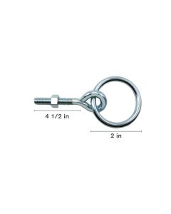 Braber Equipment 1/4 x 3-3/4" Ring & Lag Eye Bolt