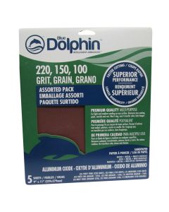 Blue Dolphin 5-pack 9-inch x 11-inch Aluminum Oxide Sandpaper Assortment
