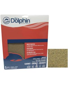 Blue Dolphin 5-pack 9-inch x 11-inch Natural Garnet Sandpaper