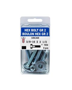 6pk 3/8" x 2-1/2" Hex Bolts
