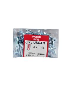 100pk #8 x 1-1/2" Flat Wood Screws
