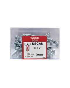 100pk #8 x 2" Flat Wood Screws