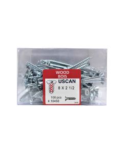 100pk #8 x 2-1/2" Flat Wood Screws