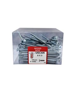 100pk #8 x 3" Flat Wood Screws