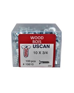 100pk #10 x 3/4" Flat Wood Screws