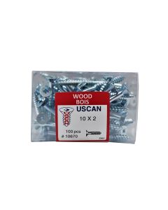 100pk #10 x 2" Flat Wood Screws