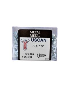 100pk #8 x 1/2" Pan Metal Screws