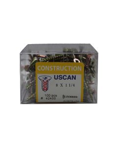 100pk #8 x 1-1/4" Zinc Screws