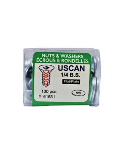 100pk 1/4" Flat Washer