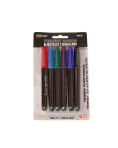 6pk Permanent Markers Fine Tip