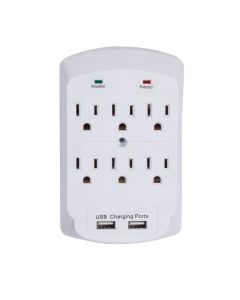 6 Outlet Wall Tap with 2 USB