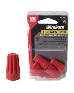 Gardner Bender 19-006 6-pack 18-10 AWG Twist-On Wire Connectors Red