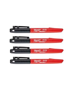 Milwaukee 4pk Inkzall Jobsite Fine Point Black Permanent Marker