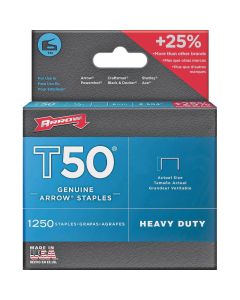 Arrow T50 50424/504 1250-pack Flat Crown Staples 3/8-inch x 1/4-inch