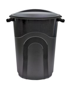 United Solutions TI0019 Trash Can, 32 gal Capacity, 26.34 in H, Snap-On Lid Closure, Plastic, Black