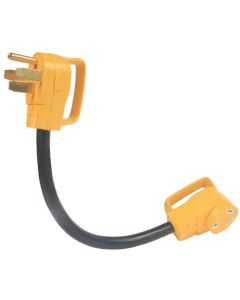 Camco 55173 Power Grip 125-volt RV Bilingual Dogbone Electrical Adapter 50M/30F Amps