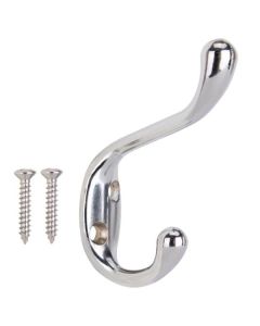 2-Hook Heavy Duty Chrome Coat and Hat Hook