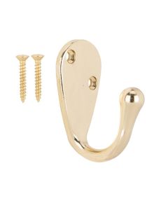 Polished Brass Single Robe Hook