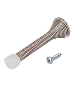 Heavy Duty Satin Nickel Baseboard Mount Spring Door Stop