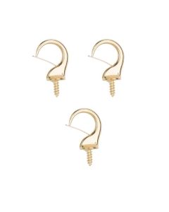 3-pack 1-1/4" Polished Brass Safety Cup Hook
