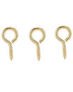 3-pack 1-15/16" Large Rust-Resistant Solid Brass Screw Eye