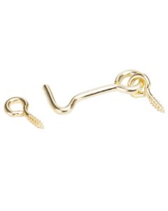 2-pack 2" x 11/16" Solid Brass Gate Hook and Eye