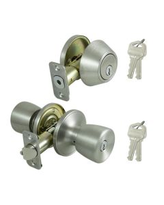 Combination Deadbolt and Knob Set - Stainless Steel