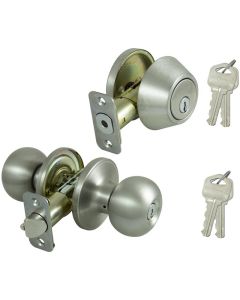 ProSource B9621BRA4F Deadbolt and Entry Lockset, Keyed Alike Key, Brass