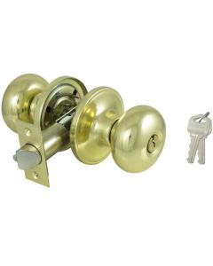 TF Baron Entry Tubular Knobset - Polished Brass