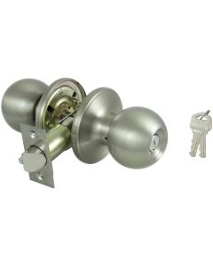 T3 Saturn Tubular Entry Knobset - Satin Nickel