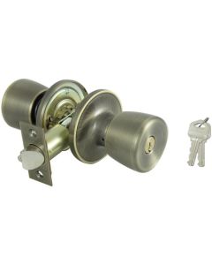 TS Gallo Tubular Entry Knobset - Antique Brass