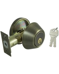 Single Cylinder Deadbolt - Antique Brass