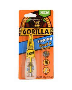 Gorilla 7510101 Super Glue Brush and Nozzle, Liquid, 10 g Bottle