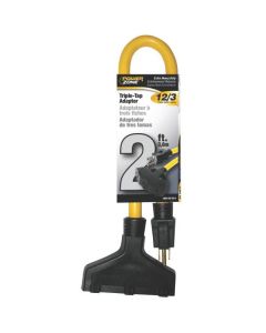 2-ft AWG 12/3 Triple-Tap Extension Cord