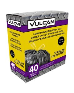 VULCAN FG-O3812-03 Trash Bag, 33 gal Capacity, Black