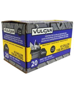 VULCAN FG-03812-07 Contractor Bag, 42 gal Capacity, Tie Closure, Black