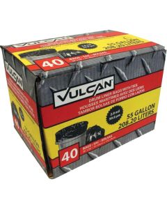 VULCAN FG-03812-10A Drum Liner, 55 gal Capacity, 2 mil Thick, Poly, Black